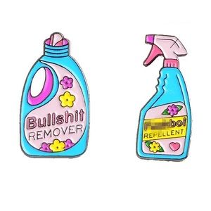 Set of 2 NSFW Cleaner Pins Colorful Joke Funny Bullshit Remover FBoi Repellent